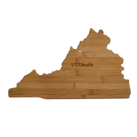UVA Health System Virginia State Shaped Bamboo Serving and Cutting Board